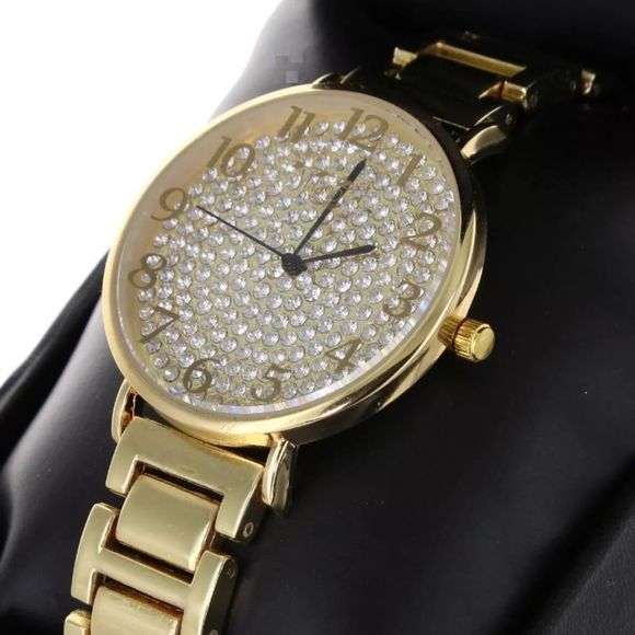 Accessories - Crystal Bezel Gold Women’s Luxury Dial Watch NEW